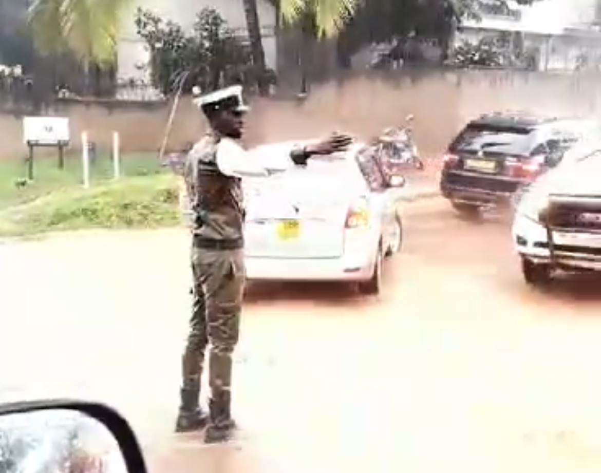 Traffic officer in the rain. Bravery or lack of preparedness?